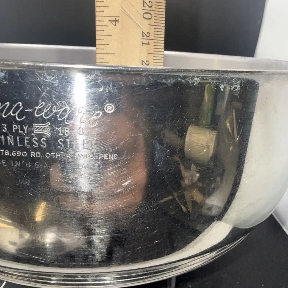 Vintage Rena Ware 4 Qt 3-Ply 18-8 Stainless Steel Dutch Oven Pot w Lid USA